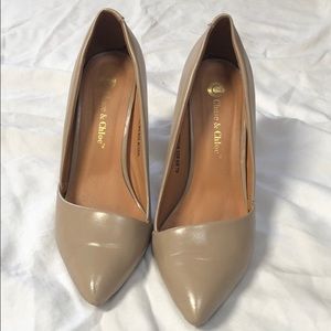 Nude pleather D’Orsay pumps